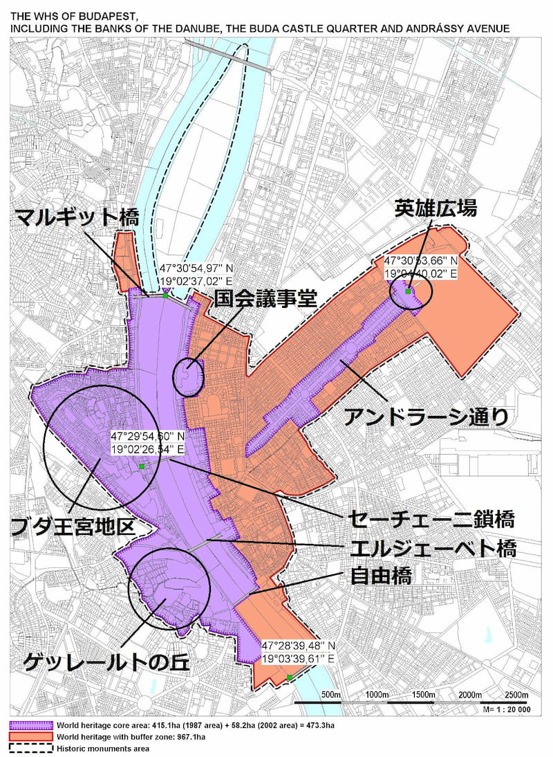 世界遺産ブダペストの地図