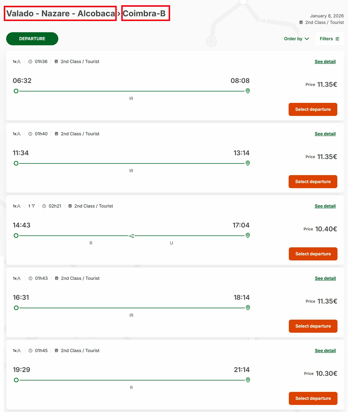 アルコバッサからコインブラの行き方