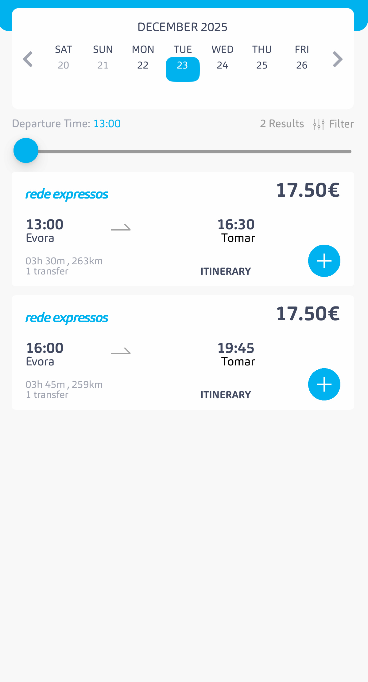 エヴォラ→リスボン乗り換え→トマール